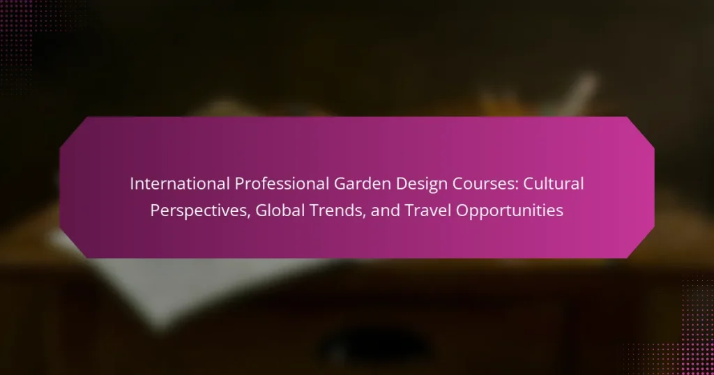 International Professional Garden Design Courses: Cultural Perspectives, Global Trends, and Travel Opportunities