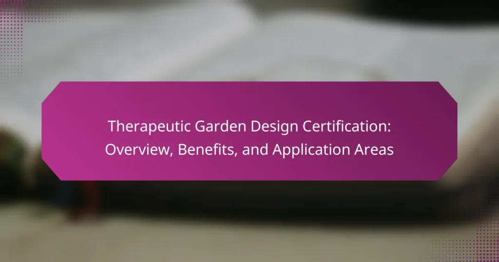Therapeutic Garden Design Certification: Overview, Benefits, and Application Areas