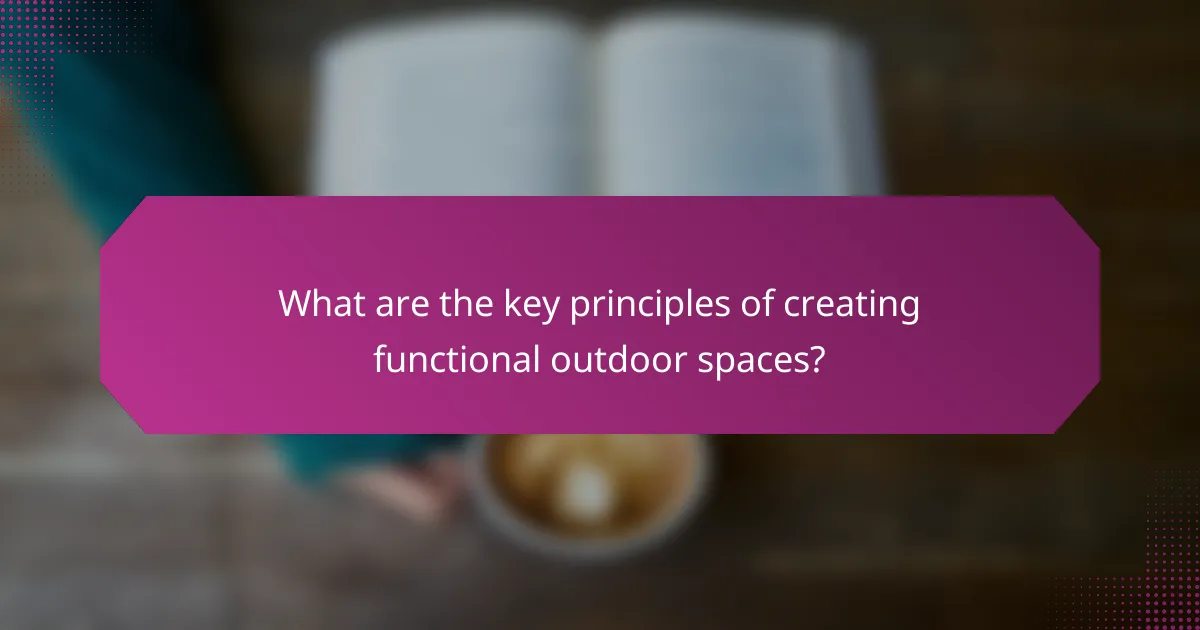 What are the key principles of creating functional outdoor spaces?